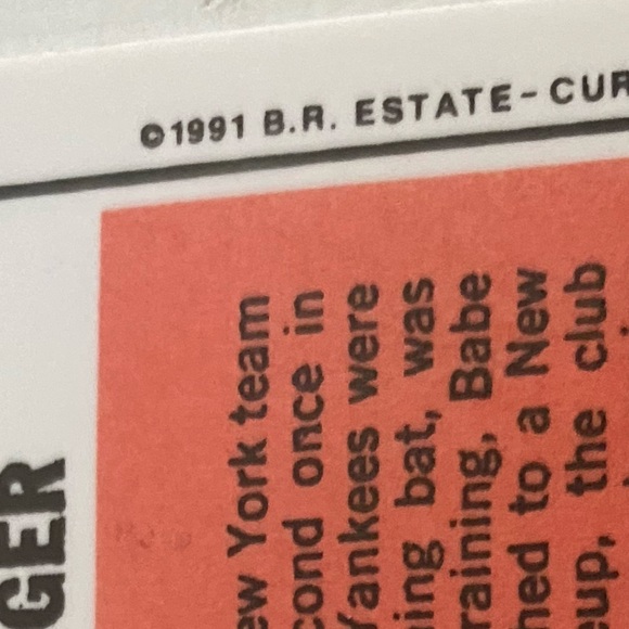 Topps Laminated Limited Edition 1991 Commemorative Babe Ruth Baseball ⚾️Card - Picture 10 of 10